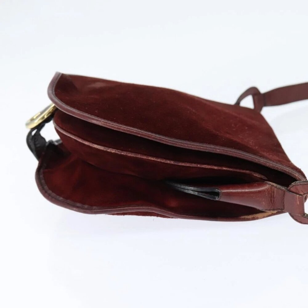 BALENCIAGA Shoulder Bag Suede Leather Bordeaux Gold Auth bs30414 - Picture 5 of 16
